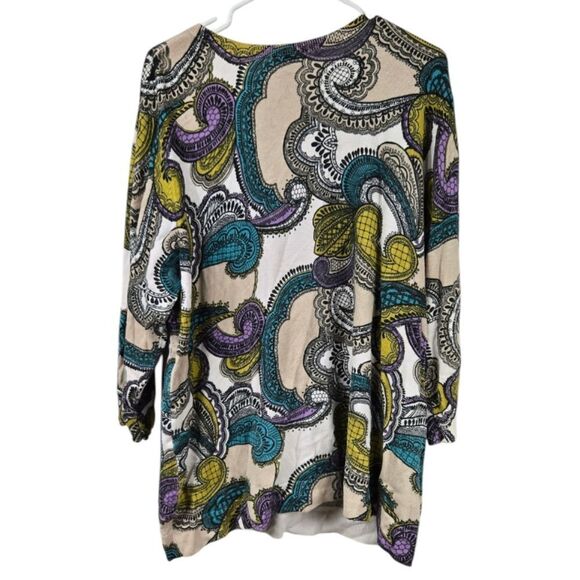 Lane Bryant 22/24 Women Plus Teal Sequin Paisley Print Cardigan Sweater Knit - Picture 4 of 10
